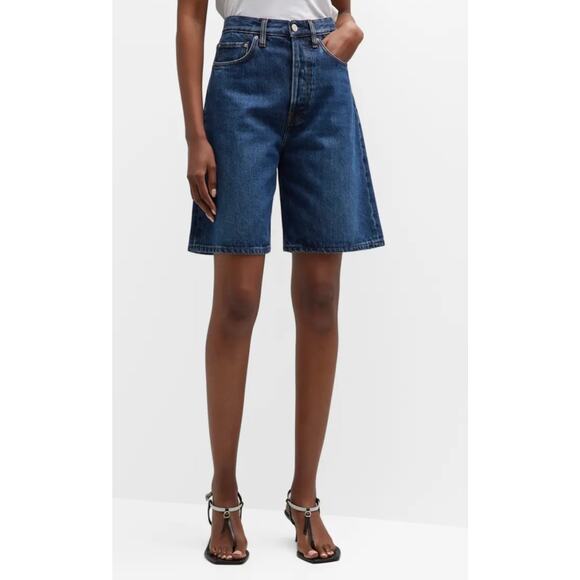 Toteme Classic Denim Shorts Jean Long Jorts Bermuda Baggy Wide Leg 25 - Picture 7 of 16